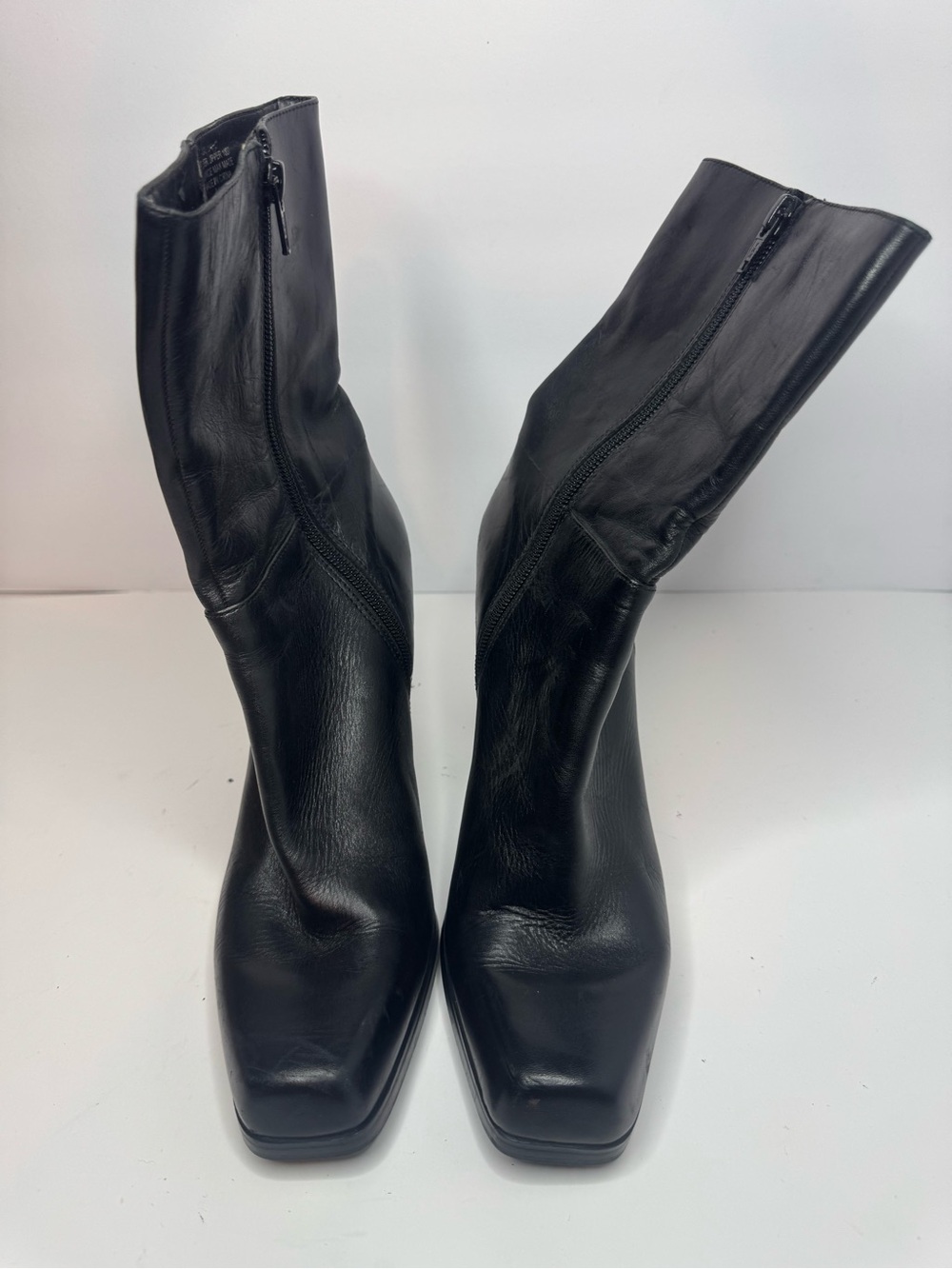 Nine West Dalilaho Black Leather Ankle Boots Womens Size 9 M High Heeled